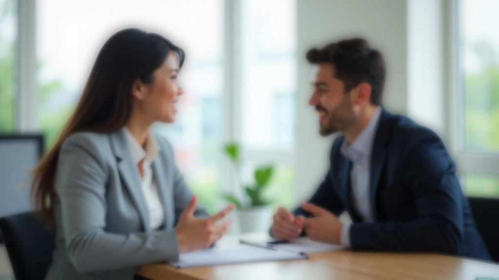 Two people having a productive accountability conversation with notes and goal-tracking materials visible
